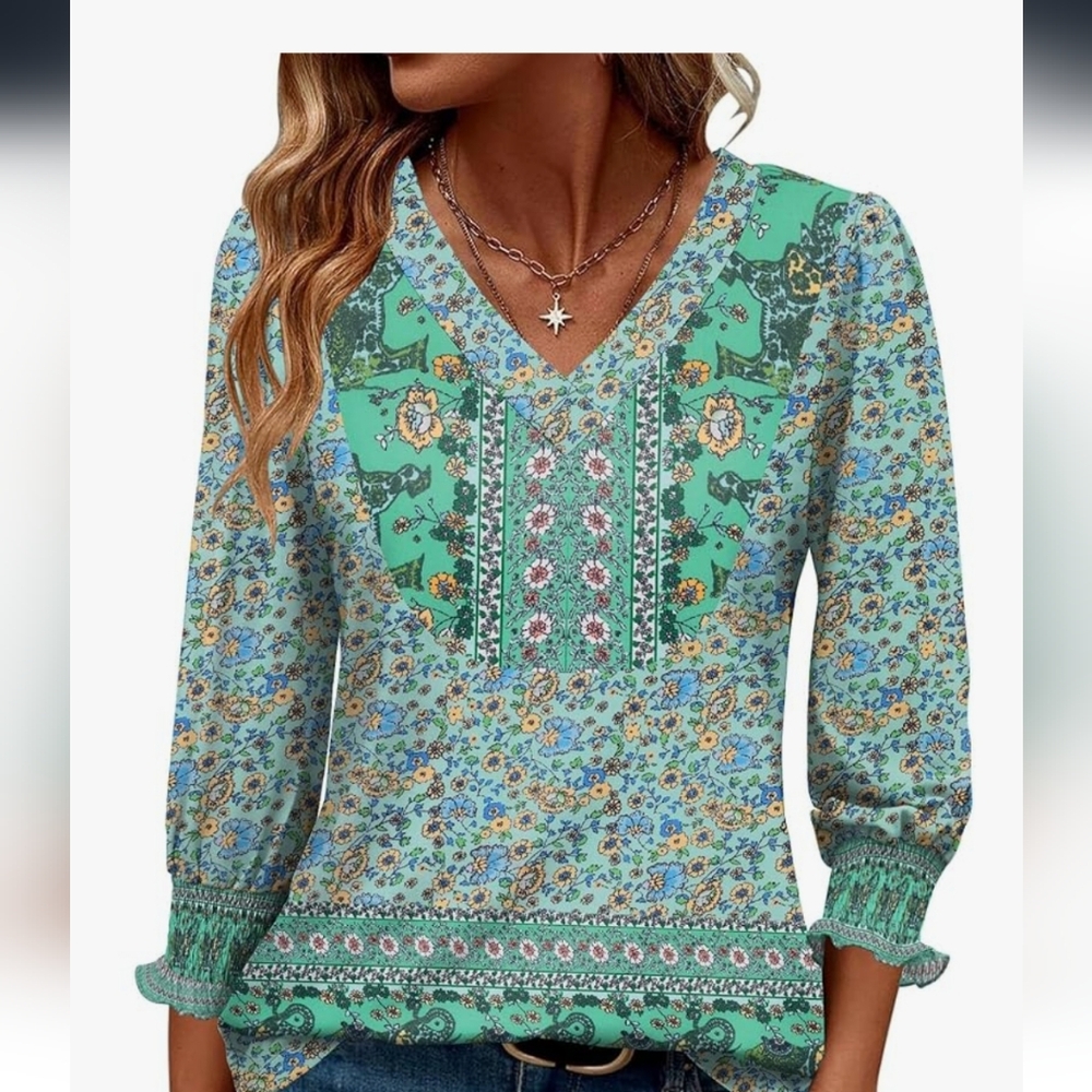 Floral Green Blouse